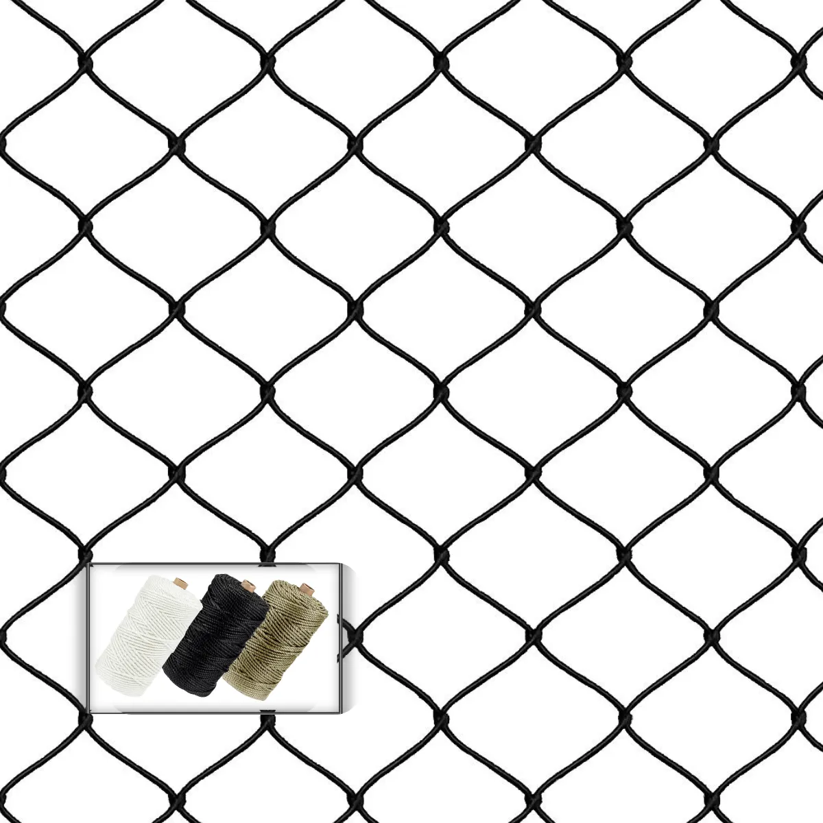 Kit Rede Preta 2,00 x 10,00m – Sacada + Corda