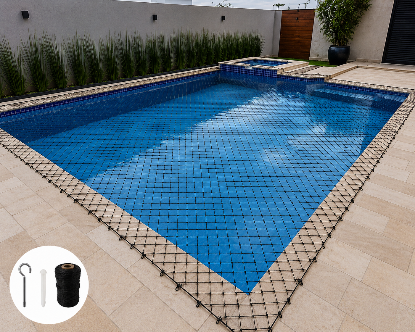 Rede de Proteção Piscina Premium Preta 6,00 x 4,00m